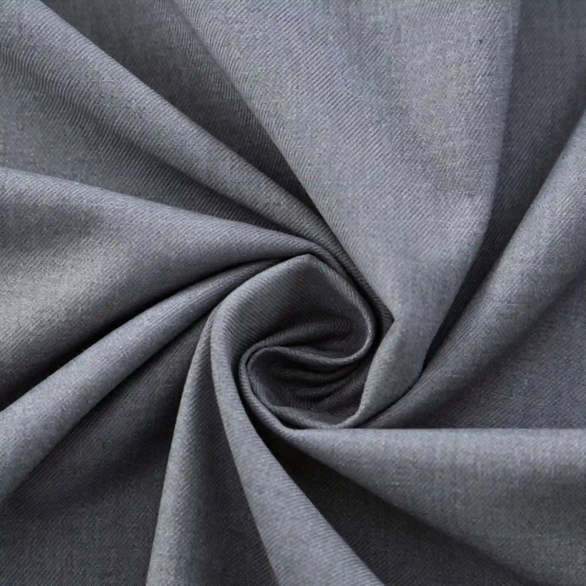 A close-up of Longan Craft Thick Cotton Gabardine Fabric By The Yard, showing its smooth, gray twill weave and texture—ideal plain color gabardine material for uniforms.