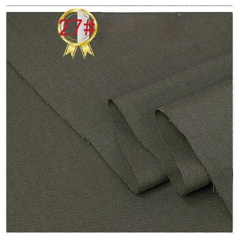 Longan Craft's Twill Cotton Lyocell Fabric By The Yard, a comfy and breathable material with a fine diagonal weave in dark olive green, is neatly folded. A gold medal at the top shows "27#" in red text.