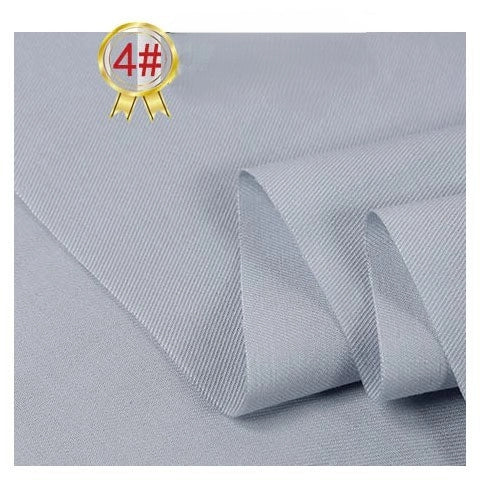 Light gray Twill Cotton Lyocell Fabric by Longan Craft is shown with a smooth, slightly folded texture; a gold ribbon badge in the top left corner displays "4#" in red text. Perfect breathable material for shirts.