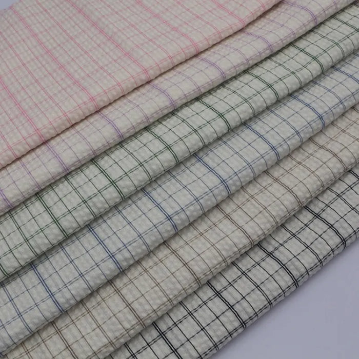 Vibrant Gingham Seersucker Fabric By the Yard