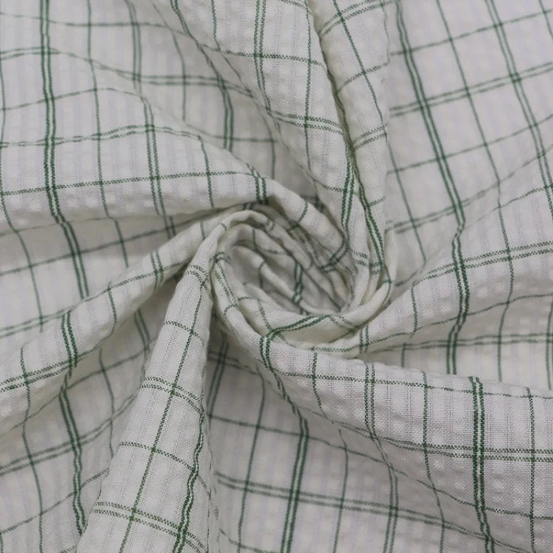 Vibrant Gingham Seersucker Fabric By the Yard