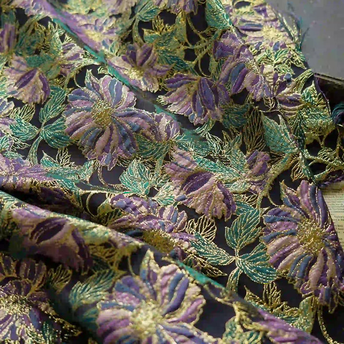 VintageFloralEmbroideredBrocadeFabricByTheYard