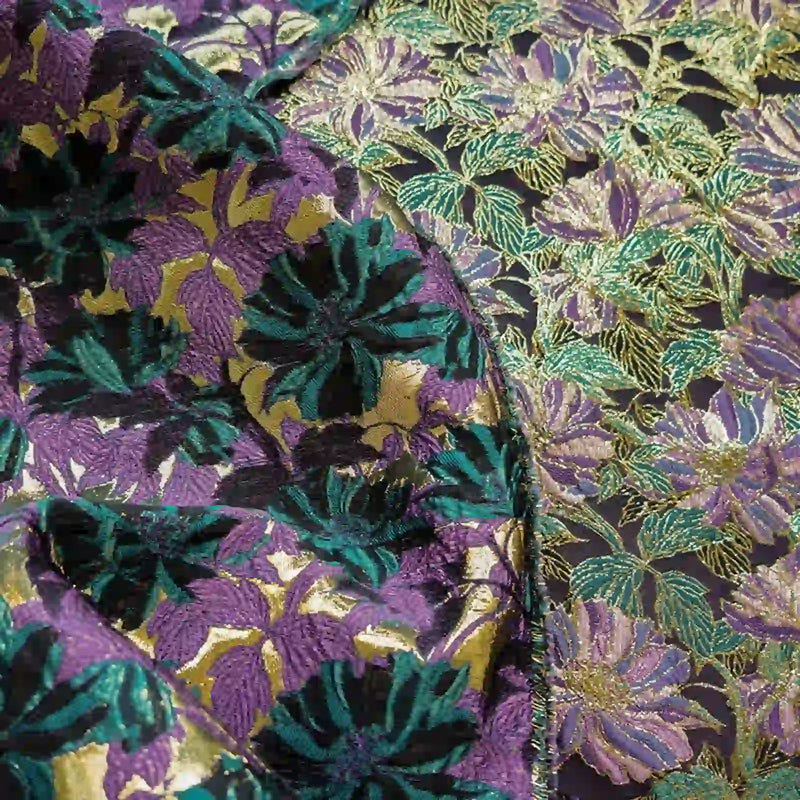 VintageFloralEmbroideredBrocadeFabricByTheYard