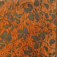 Longan Craft’s Vintage Flower Pattern Chenille Fabric By The Yard features an intricate dark green floral jacquard design on a brown textured surface—perfect for apparel or home decor.