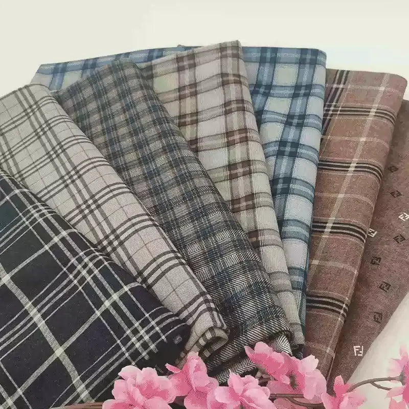 Vintage Plaid Ponte Knit Fabric By The Yard