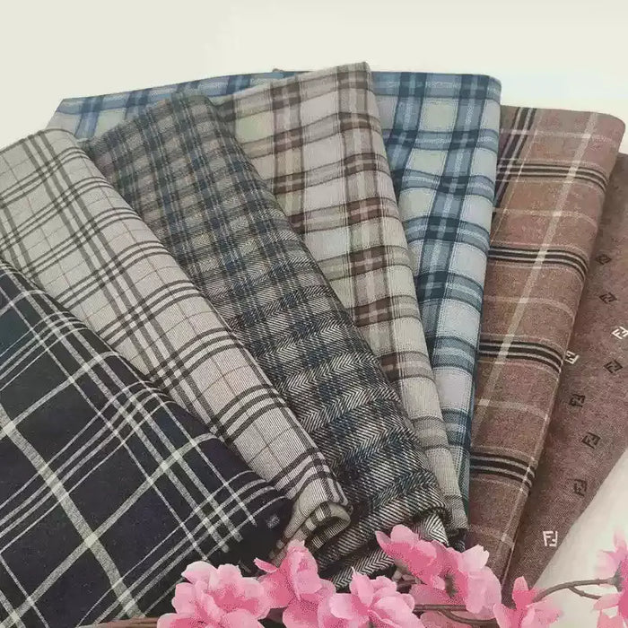 Vintage Plaid Ponte Knit Fabric By The Yard