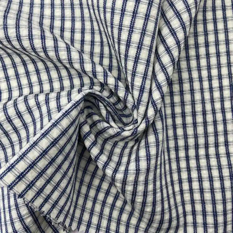Vintage Plaid Seersucker Fabric By the Yard