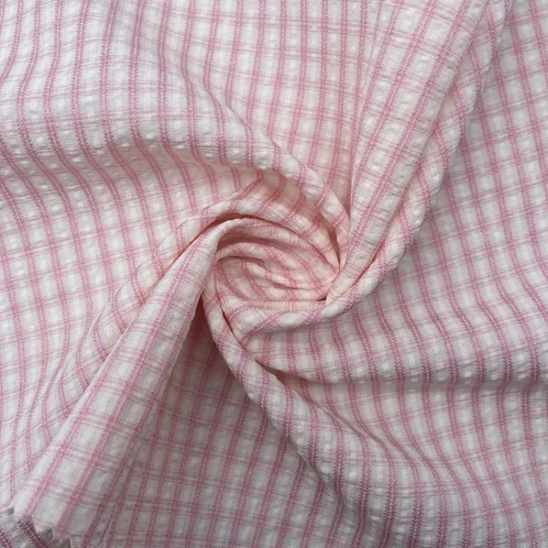 Vintage Plaid Seersucker Fabric By the Yard