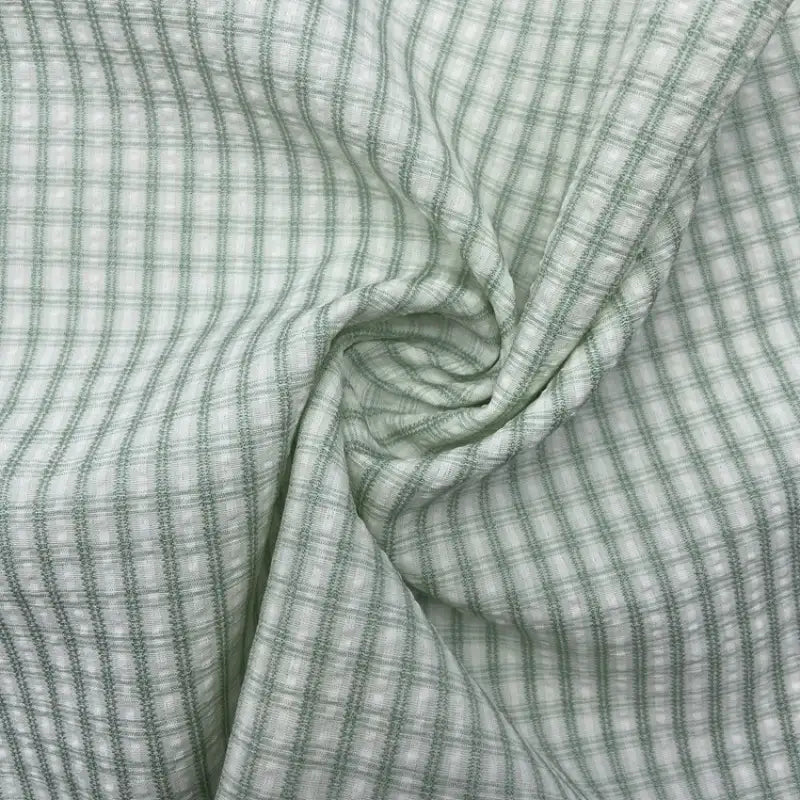 Vintage Plaid Seersucker Fabric By the Yard