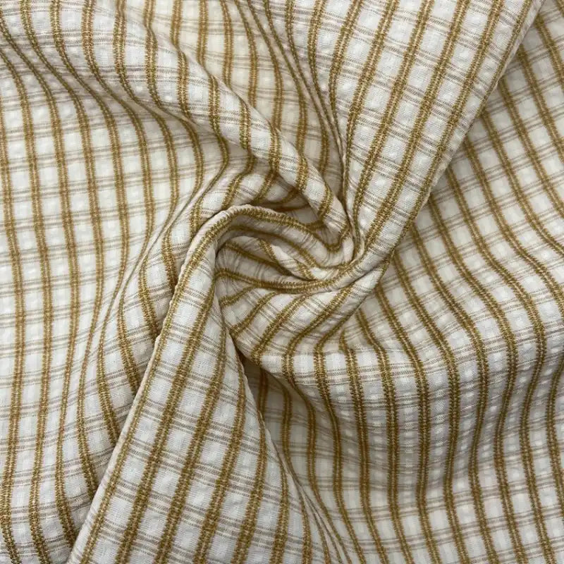 Vintage Plaid Seersucker Fabric By the Yard