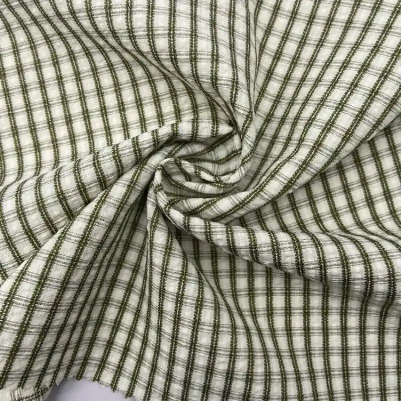Vintage Plaid Seersucker Fabric By the Yard