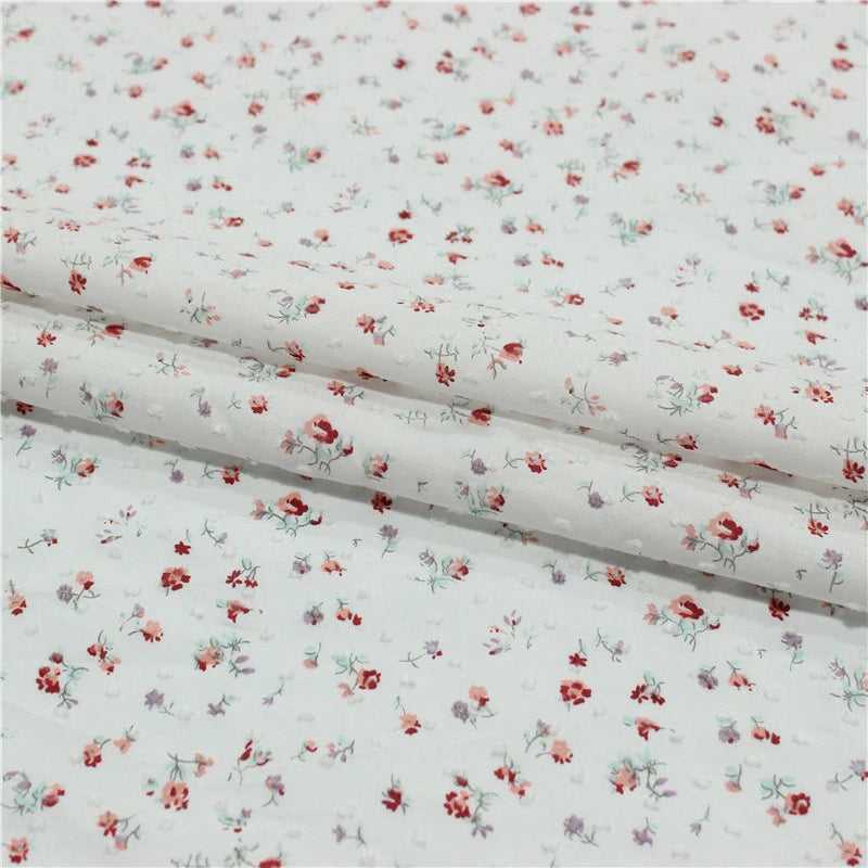 VintageRedFloralSwissDotFbaircByTheYardWholesale