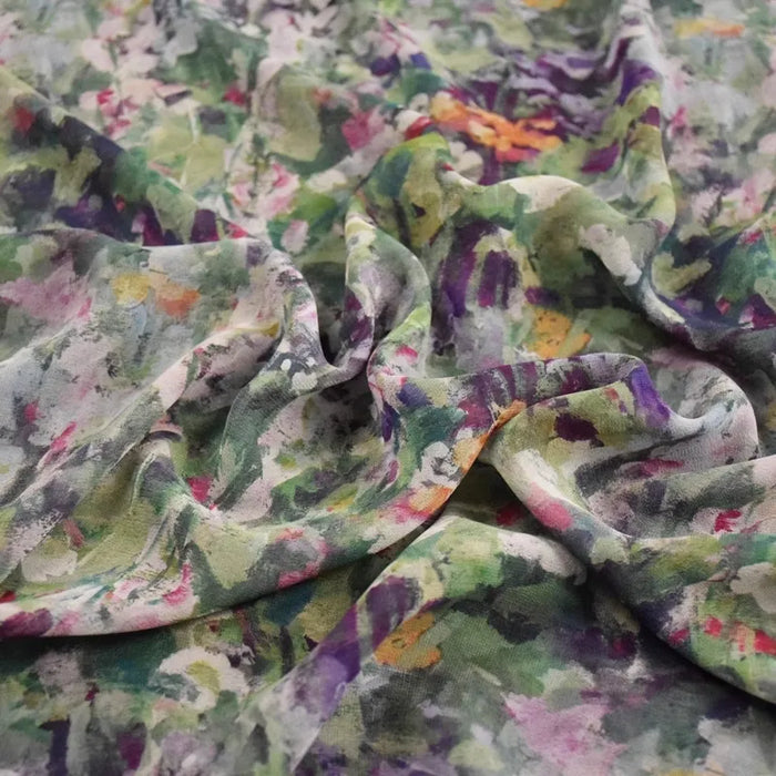 Watercolor Floral Chiffon Fabric By The Yard
