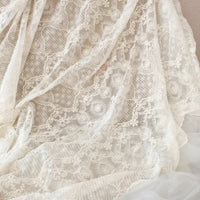 White Floral Embroidered Lace Fabric By The Yard
