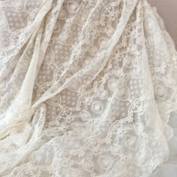 White Floral Embroidered Lace Fabric By The Yard