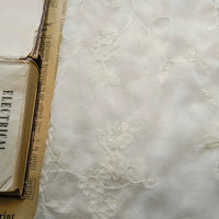 White Flowers Chiffon Fabric By the Yard