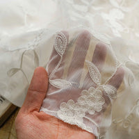 White Flowers Chiffon Fabric By the Yard