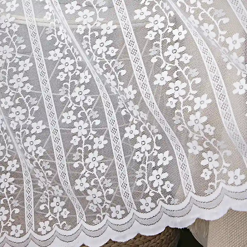 WhiteLaceFlowerCurtainFabricByTheYard