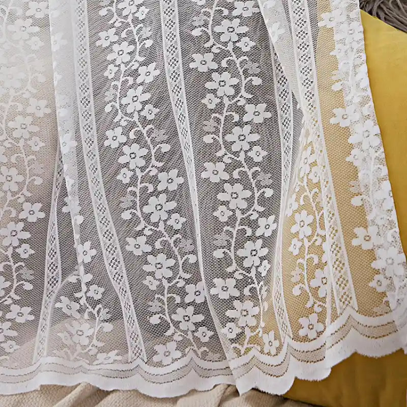 WhiteLaceFlowerCurtainFabricByTheYard
