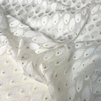 Longan Craft’s White Leaf Pattern Organza Fabric by the yard features a botanical jacquard design with delicate leaf motifs, perfect for clothing and decor. This softly draping material adds an elegant touch to any project.