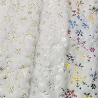 White Velvet Snowflake Fabric By The Yard