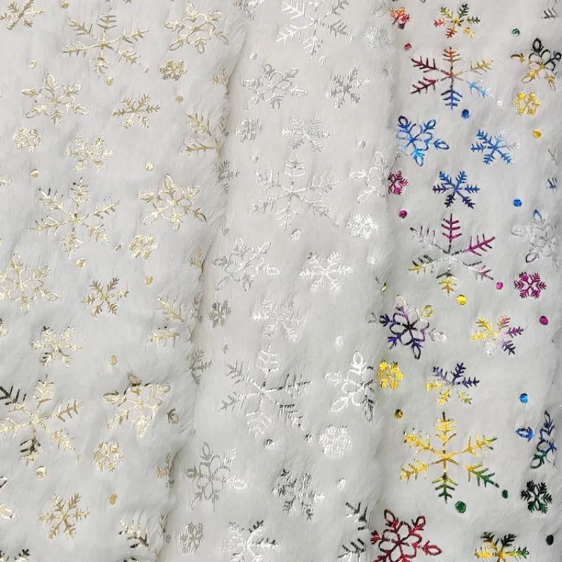 White Velvet Snowflake Fabric By The Yard