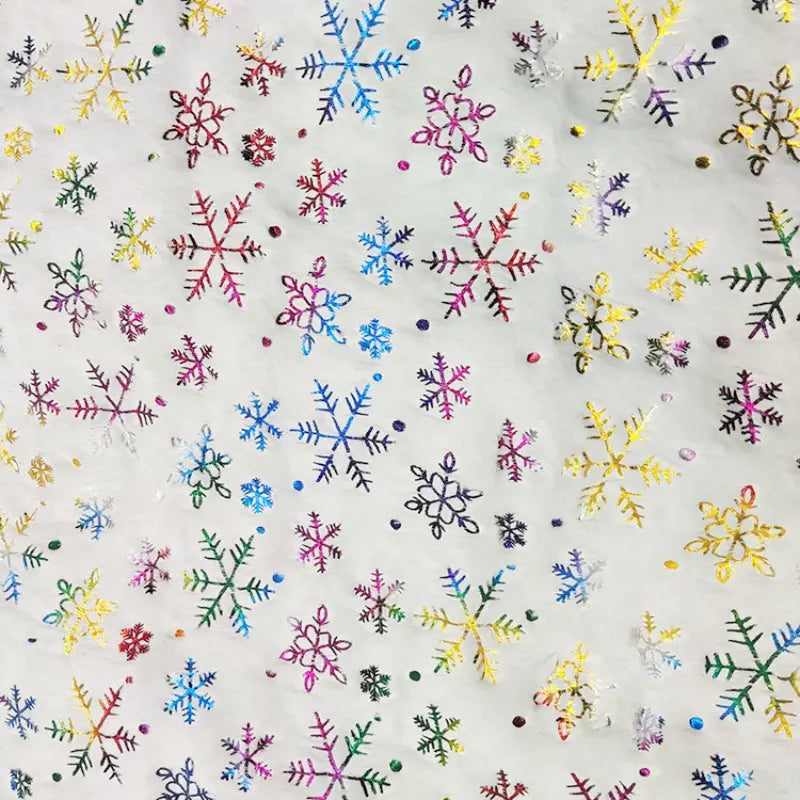 White Velvet Snowflake Fabric By The Yard