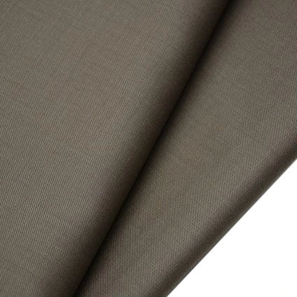 Close-up of Longan raft’s Worsted Wool Gabardine Fabric By The Yard, a colorful poly wool blended twill with smooth texture and subtle diagonal weave, showing two folds. This durable, wrinkle-resistant gabardine is ideal for tailored suits.