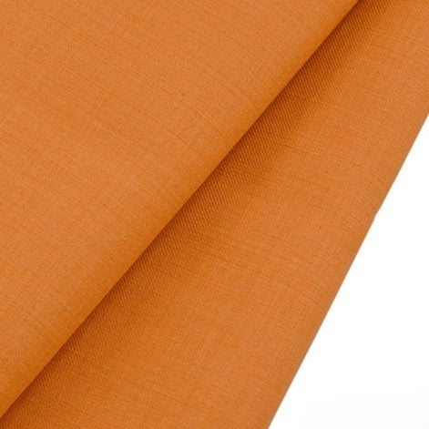 Close-up of Longan raft Worsted Wool Gabardine Fabric by the yard in orange, featuring a wrinkle-resistant, smooth poly-wool twill with a subtle woven pattern—ideal durable material for tailored suits.