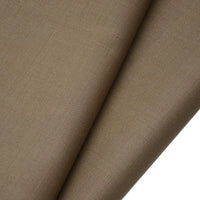 Close-up of Longan raft Worsted Wool Gabardine Fabric, a durable, wrinkle-resistant poly wool blended twill in light brown with a smooth texture, neatly folded—ideal for tailored suits.