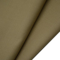 Close-up of Longan raft Worsted Wool Gabardine Fabric by the Yard, a colorful poly wool blended twill gabardine textile with a smooth texture and fine weave, featuring two overlapping layers on a white background.