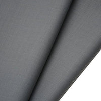 Close-up of two overlapping sheets of Longan raft Worsted Wool Gabardine Fabric in dark gray, showcasing its smooth, wrinkle-resistant poly wool blend and subtle texture—ideal durable material for tailored suits.
