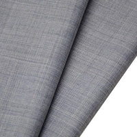 A close-up of folded grey Worsted Wool Gabardine Fabric by Longan raft, a wrinkle-resistant, durable poly-wool blended twill ideal for tailored suits.