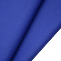 Close-up of Longan raft Worsted Wool Gabardine Fabric By The Yard in royal blue, showcasing its colorful poly wool blend, fine twill weave, wrinkle resistance, and smooth texture—ideal for durable tailored suits.