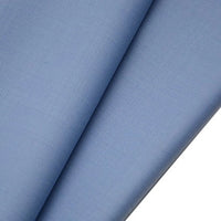 Close-up of two overlapping sheets of Longan raft Worsted Wool Gabardine Fabric in light blue, showing the durable, smooth poly wool blended twill surface and fine, even texture—ideal for tailored suits.