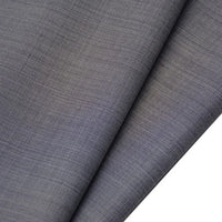 Close-up of two overlapping pieces of Longan raft Worsted Wool Gabardine Fabric, showing gray, wrinkle-resistant poly wool twill with a subtle woven texture, fine lines, and a smooth matte finish—ideal for tailored suits.