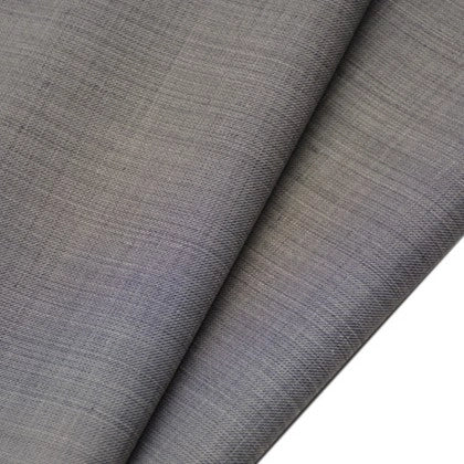 Close-up of two overlapping pieces of Longan raft Worsted Wool Gabardine Fabric By The Yard, a colorful poly wool blended twill with a subtle textured weave and smooth, slightly glossy surface, ideal for tailored suits.