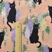 Cat Floral Printed Poplin Fabric By The Yard | Cotton Poplin Printed Fabric | Poplin for Quilting