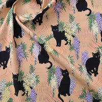 Cat Floral Printed Poplin Fabric By The Yard | Cotton Poplin Printed Fabric | Poplin for Quilting