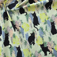 Cat Floral Printed Poplin Fabric By The Yard | Cotton Poplin Printed Fabric | Poplin for Quilting