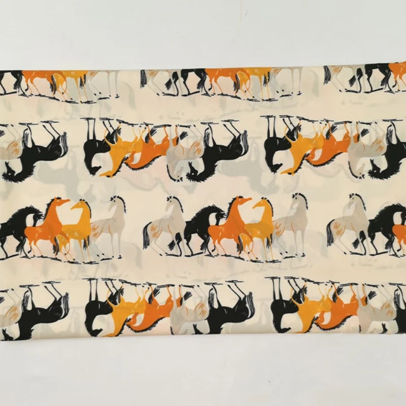 Chiffon Print Horse Fabric By The Yard-Longan Craft