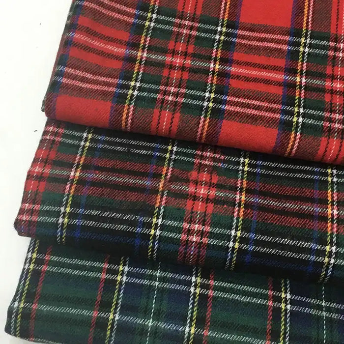 Christmas Plaid Flannel Fabric By The Yard | Comfy Polyester Cotton Holiday Flannelette Material | Dresses Shirt Sewing Craft Flannel Cloth