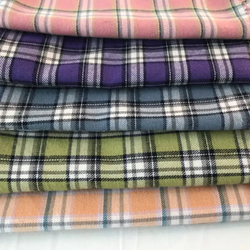 Colorful Plaid Cotton Flannel Fabric By The Yard | Fall 100%Cotton Flannelette Material | Coat Shirt Sewing Upholstery Flannel Cloth