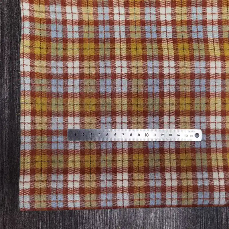 Colorful Plaid Flannel Fabric By The Yard | Polyester Cotton Comfy Flannelette Textile Cloth | Super Snuggle Fall Flannel Material