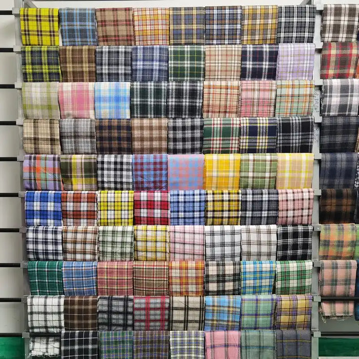 Colorful Plaid Flannel Fabric By The Yard | Polyester Cotton Comfy Flannelette Textile Cloth | Super Snuggle Fall Flannel Material