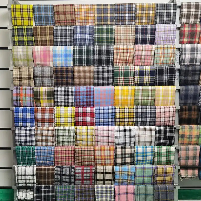 Colorful Plaid Flannel Fabric By The Yard | Polyester Cotton Comfy Flannelette Textile Cloth | Super Snuggle Fall Flannel Material