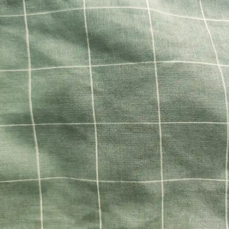 Plaid Cotton Linen Fabric By The Yard|Lightweight Gingham Check Linen Material|Natural Linen for Apparel and Upholstery