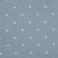 Pattern of small hearts on a blue background