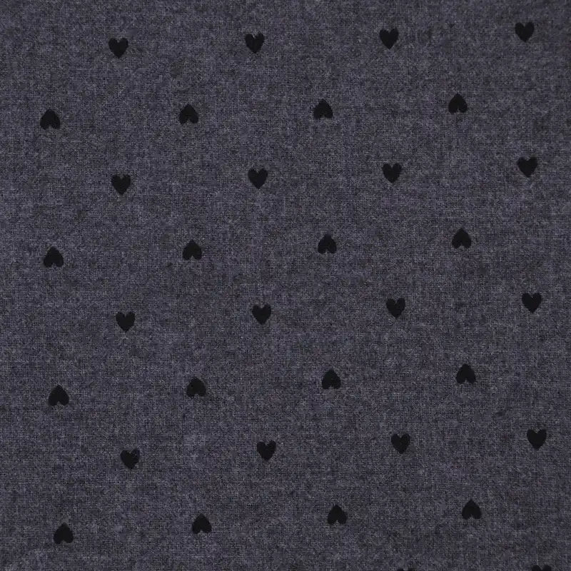 Dark gray fabric with small black heart patterns
