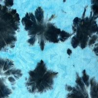Longon Craft Double Sided Polar Fleece Fabric by the yard features blue and black tie-dye watercolor starburst patterns on a soft, thick polyester fleece—ideal for clothing and sewing projects.